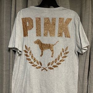 Victorias Secret light grey scoop neck T-shirt with glitter